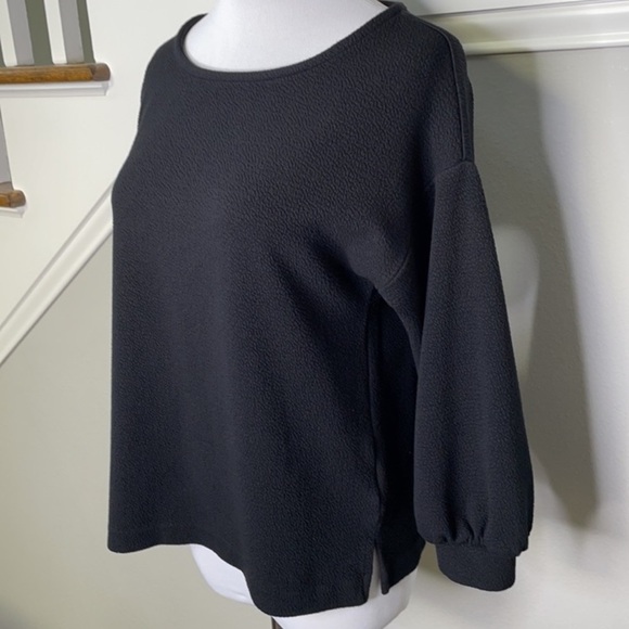 J. Crew Balloon‎ Sleeve Double-Knit Top Blouse Black Size L classic career - Picture 10 of 13